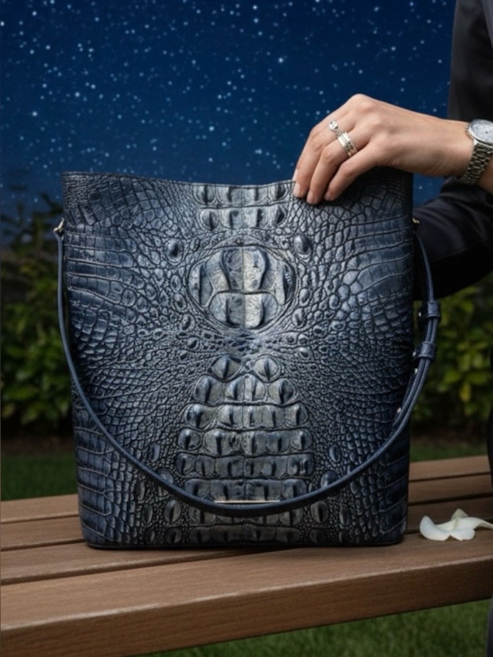 Brahmin Celina Blue Twilight Ombre Genuine Leather Handbag NWT